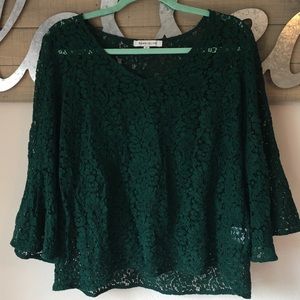 Rose + Olive Green Lace Top